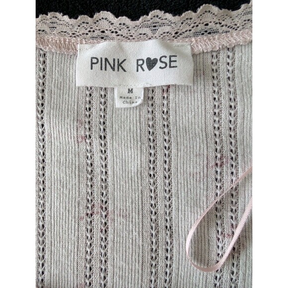 Coquette Pink Bow Print Cropped Lettuce Hem Ruffle Lace Ballet Soft Girl Shirt - Picture 6 of 10